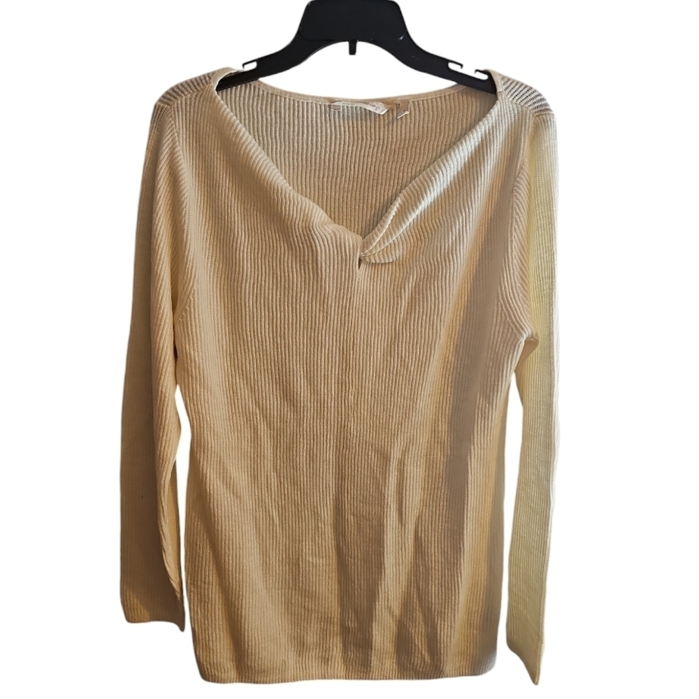 Soft Surroundings sz Large cream twist v neck sweater